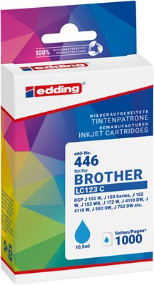 edding Tintenpatrone, cyan, ersetzt Brother LC123C (Art.-Nr.: 18-446-01)