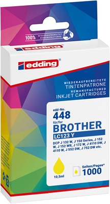 edding Tintenpatrone, yellow, ersetzt Brother LC123Y (Art.-Nr.: 18-448-01)