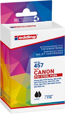 edding Tintenpatronen Doppelpack, schwarz, ersetzt Canon PG-570XL (Art.-Nr.: 18-457-01)
