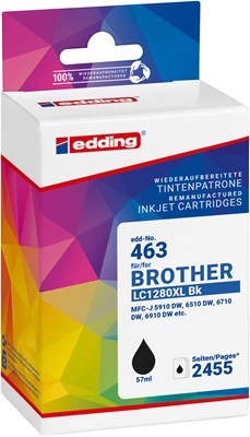 edding Tintenpatrone, schwarz, ersetzt Brother LC1280XLBK (Art.-Nr.: 18-463)