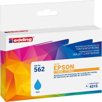 edding Tintenpatrone, Cyan, ersetzt Epson T78XXL (T7892) (Art.-Nr.: 18-562)