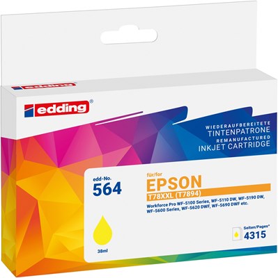 edding Tintenpatrone, Gelb, ersetzt Epson T78XXL (T7894) (Art.-Nr.: 18-564)