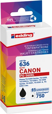 edding Druckerpatrone, schwarz, ersetzt Canon PG-560XL (Art.-Nr.: 18-636)