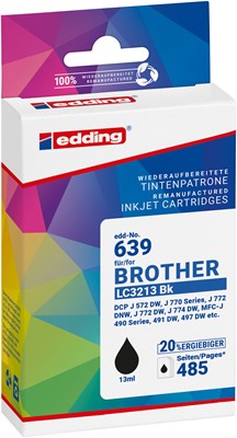 edding Druckerpatrone, schwarz, ersetzt Brother LC3213BK (Art.-Nr.: 18-639)