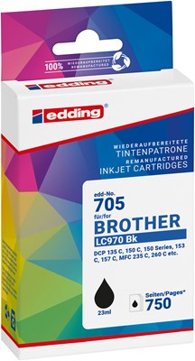 edding Druckerpatrone, schwarz, ersetzt Brother LC970BK (Art.-Nr.: 18-705)