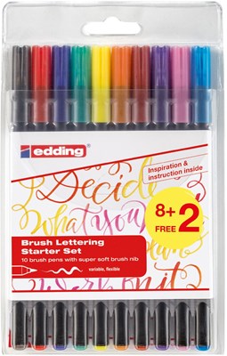 edding 1340 Pinselstift 10er BTS Set (8+2) sortiert, Pinselspitze 1-3 mm (Art.-Nr.: 4-1340-10-S2)