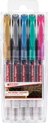 edding 2185 Gelroller 5er Set sortiert metallic, Rollerspitze 0,7 mm (Art.-Nr.: 4-2185-5999)