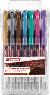 edding 2185 Gelroller 7er Set sortiert metallic, Rollerspitze 0,7 mm (Art.-Nr.: 4-2185-7999)