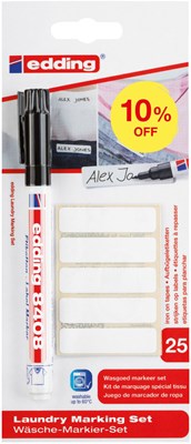 edding 8408 Wäsche-Markier BTS Blister Set schwarz, Rundspitze 0,75 mm (Art.-Nr.: 4-8408-1-S4001)