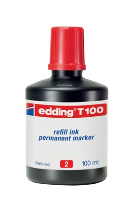 edding T 100 Nachfülltinte für Permanentmarker rot, 100 ml (Art.-Nr.: 4-T100002)