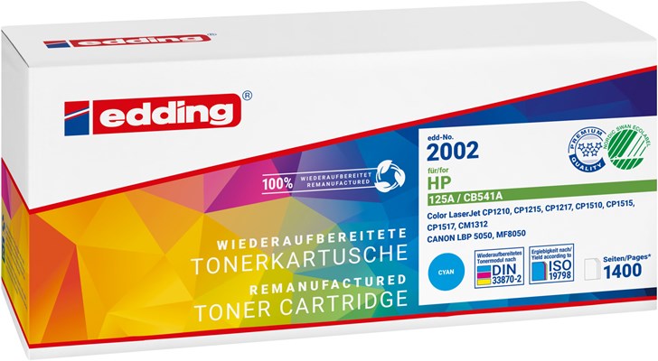 edding Tonerkassette, cyan, kompatibel zu HP CB541A (Art.-Nr.: 18-2002)