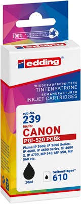 edding Tintenpatrone, schwarz, ersetzt Canon PGi-520Bk (Art.-Nr.: 18-239-01)