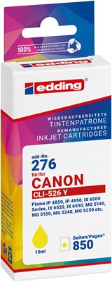 edding Tintenpatrone, yellow, ersetzt Canon CLi-526Y (Art.-Nr.: 18-276-01)