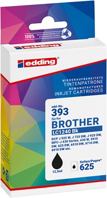 edding Tintenpatrone, schwarz, ersetzt Brother LC1220/LC1240/LC1280BK (Art.-Nr.: 18-393)