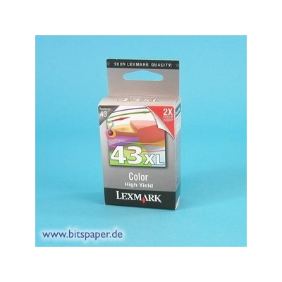Lexmark Tintenpatrone Nr. 43XL, color, hohe Füllmenge (Art.-Nr.: 18YX143E)