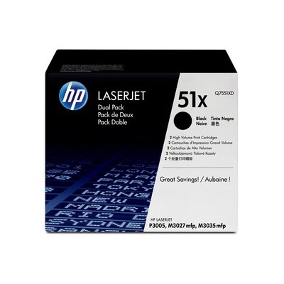 HP 51X Doppelpack Tonerkassetten, schwarz (Art.-Nr.: Q7551XD)