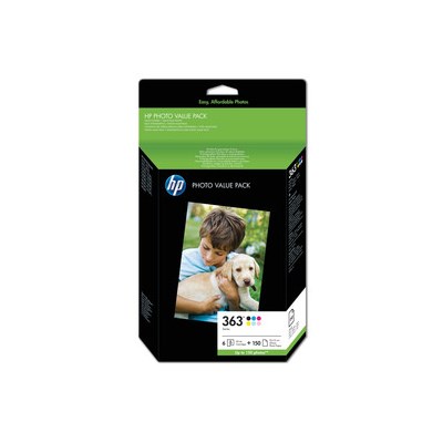 HP 363 Value Fotoset, 6 Tintenpatronen + 150 Blatt Fotopapier 250g 10x15cm (Art.-Nr.: Q7966E)