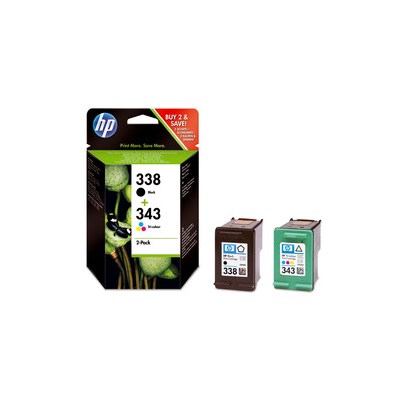 HP 338 + 343 Doppelpack schwarz und farbig (Art.-Nr.: SD449EE)