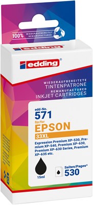 edding Tintenpatrone, Schwarz, ersetzt Epson T33XL (T3351) (Art.-Nr.: 18-571)